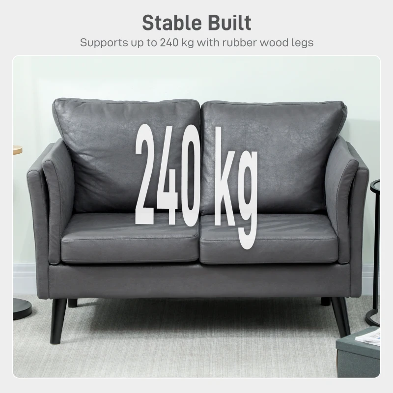 HOMCOM Two-Seater Leathaire Sofa - Grey