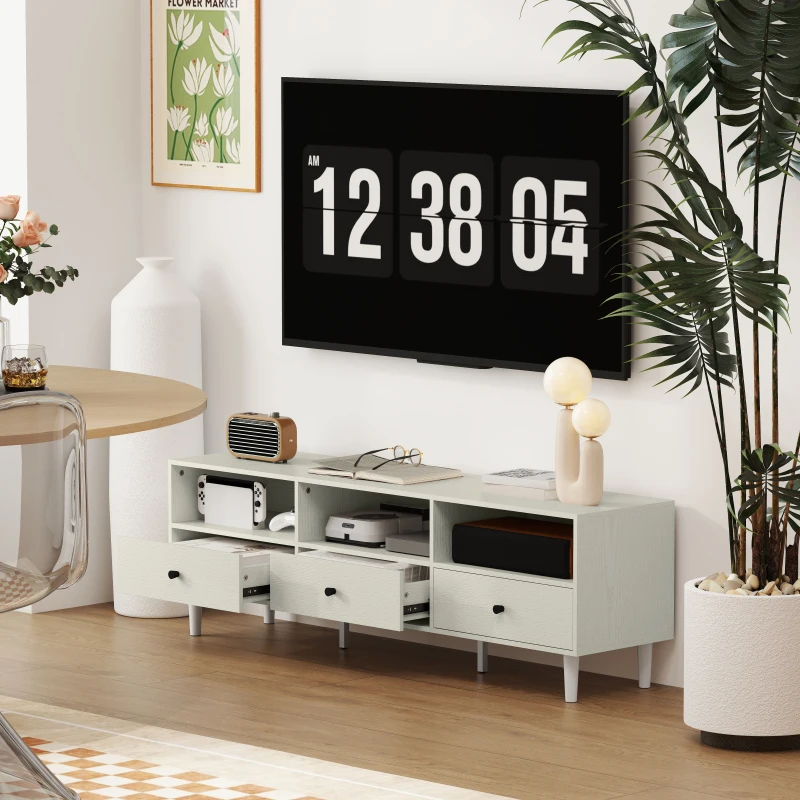 HOMCOM Multi-Storage Minimal TV Stand - Cream White