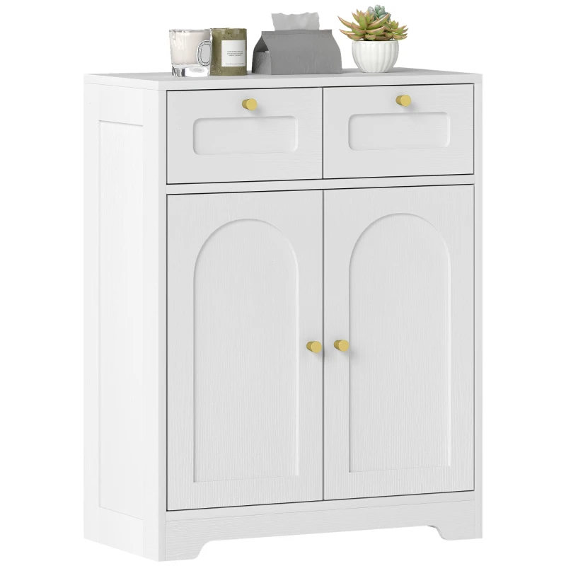 HOMCOM Bathroom Floor Cabinet with 2 Drawers - White