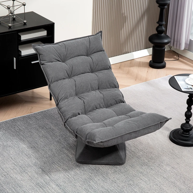 HOMCOM Poltrona per Salotto Girevole e Vellutata con Schienale Regolabile in 5 Posizioni, 62x70x95 cm, Grigio