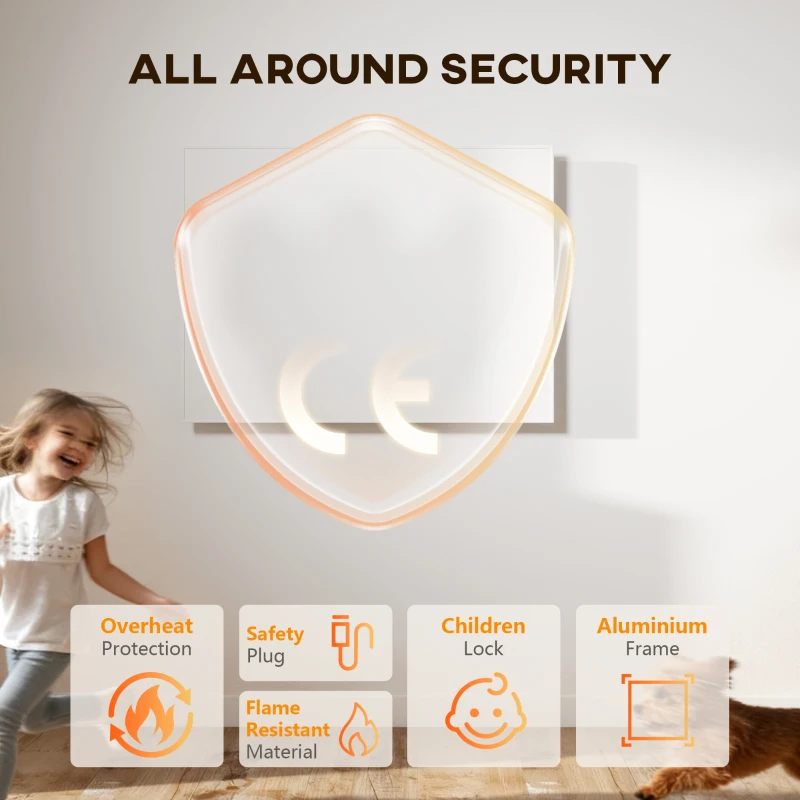 HOMCOM Wifi Smart Electric Heater, Far Infrared, Wall Mounted - 170W