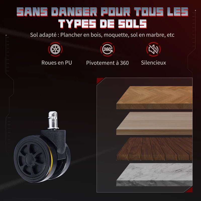 HOMCOM Chaise gaming ergonomique, fauteuil gamer avec accoudoirs 3D, dossier inclinable, hauteur réglable, 72x76x132cm, gris