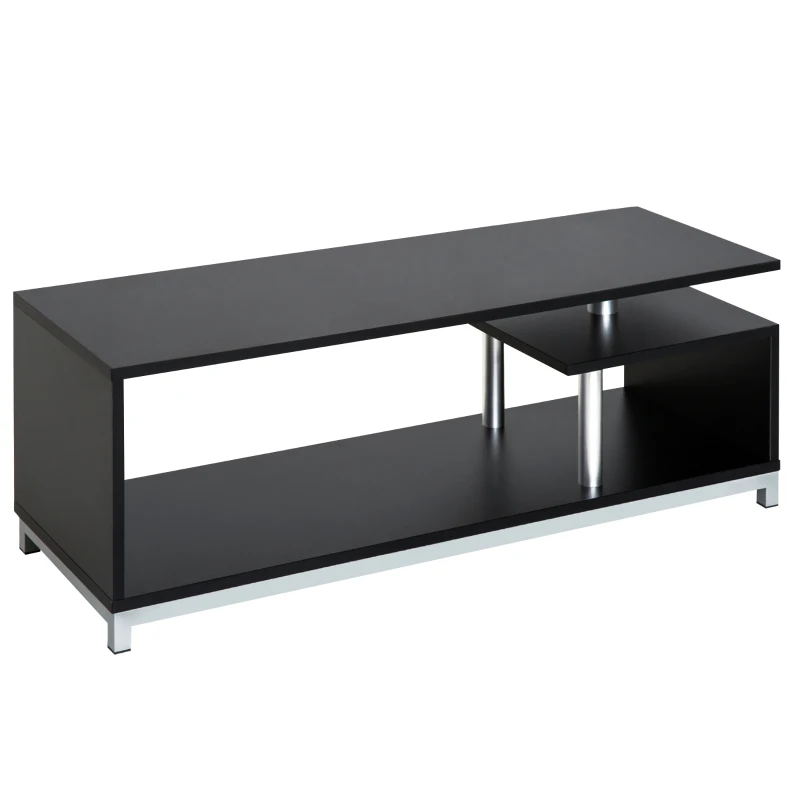 HOMCOM Mobile TV Moderno con Ripiano in Legno, Mobiletto Tavolino Basso da Salotto 114x40x40.5cm, Nero