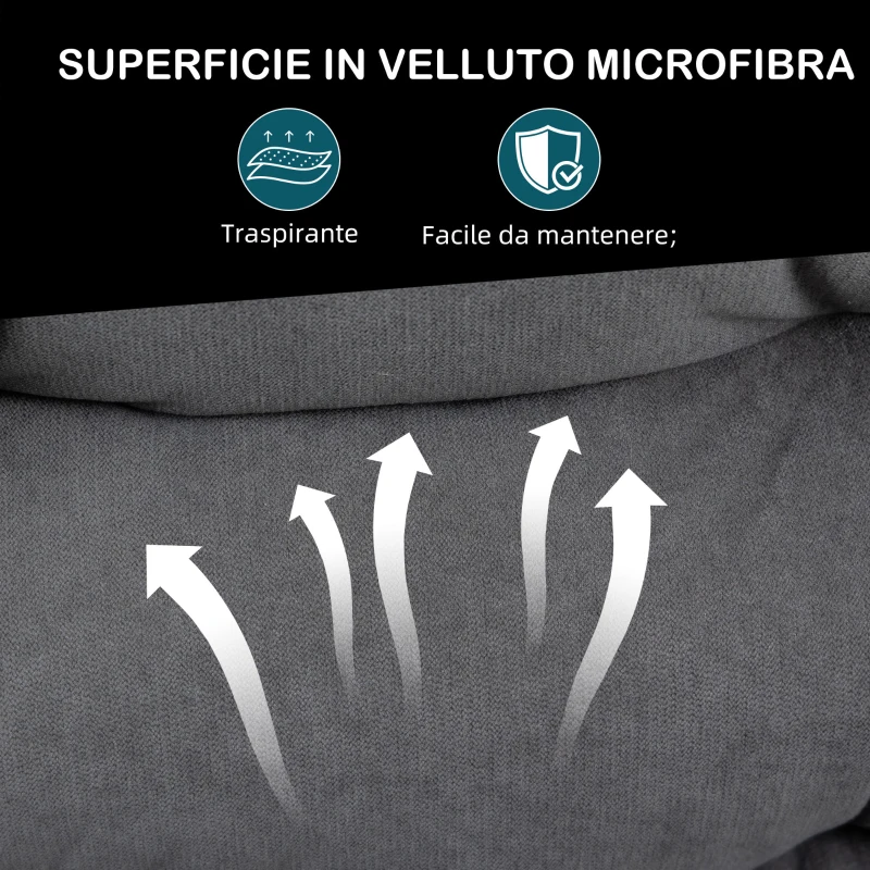 HOMCOM Poltrona per Salotto Girevole e Vellutata con Schienale Regolabile in 5 Posizioni, 62x70x95 cm, Grigio