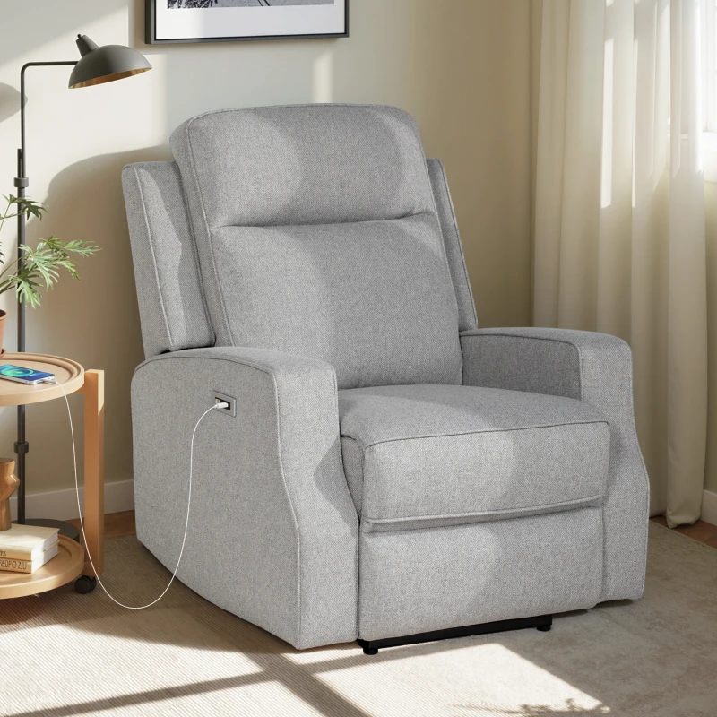 HOMCOM 150° Electric Reclining Chair, with USB port and Footrest - Grey