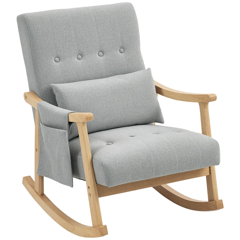 HOMCOM Wood Frame Rocking Accent Chair - Light Grey