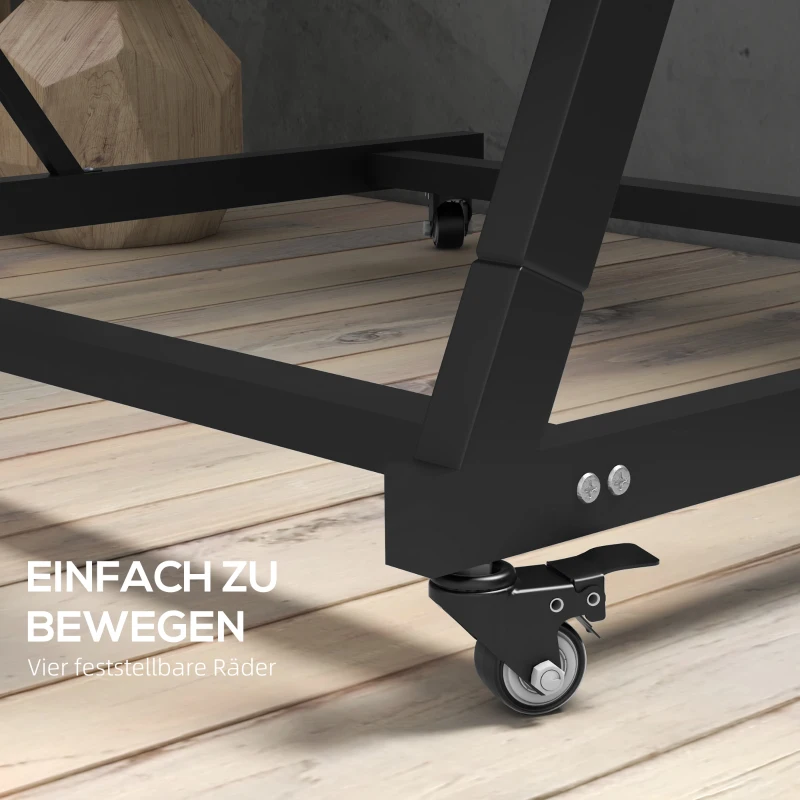 Outsunny 5-Etagen Pflanzenständer, 145 cm hoch Blumenständer mit Rollen Töpfe, Pflanzenregal aus Stahl Braun