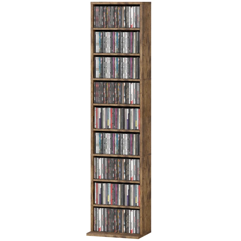 HOMCOM 260 Narrow CD Storage Unit - Rustic Brown