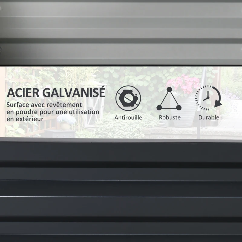 Outsunny Lot de 2 jardinières surélevées, carre potager de jardin pour légumes, fleurs, acier galvanisé 60 x 60 x 30,5 cm, gris