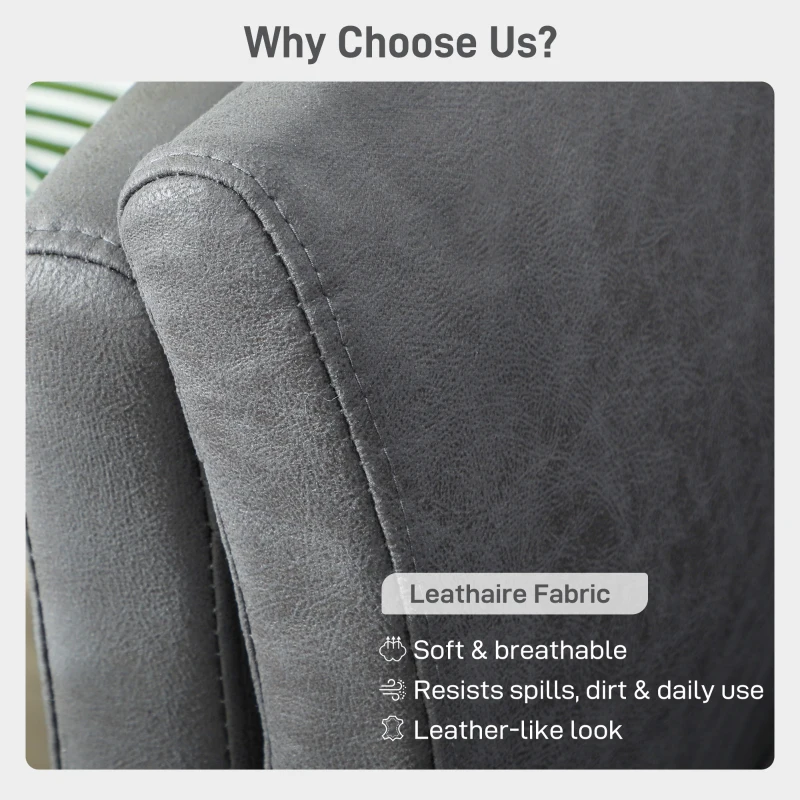 HOMCOM Two-Seater Leathaire Sofa - Grey