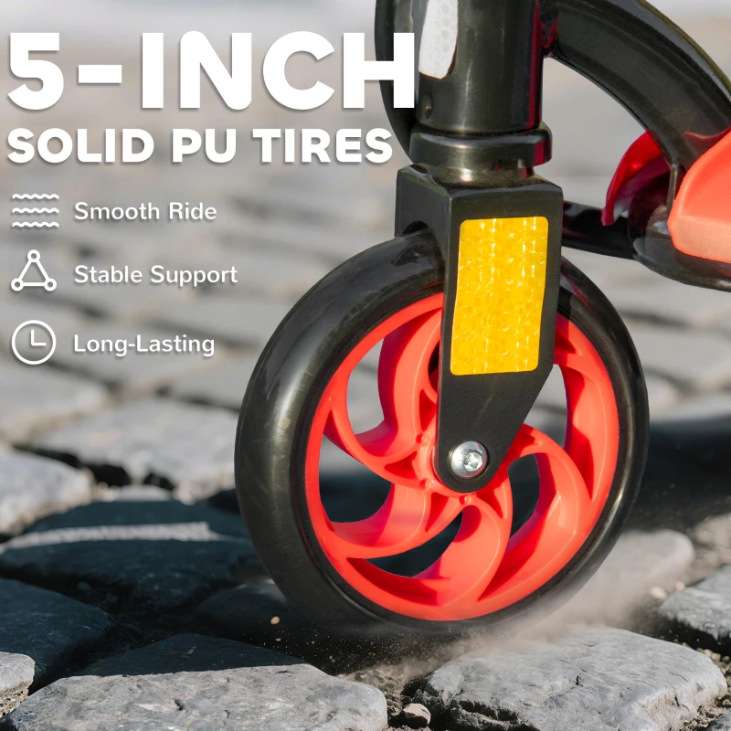 HOMCOM Foldable Electric Scooter, with LED Headlights, for Ages 7-14 Years, Red