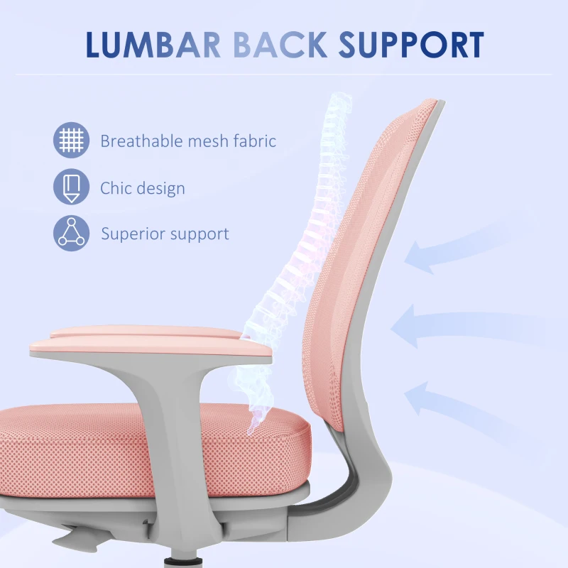 Vinsetto 44-56cm Mesh Back Office Chair - Pink