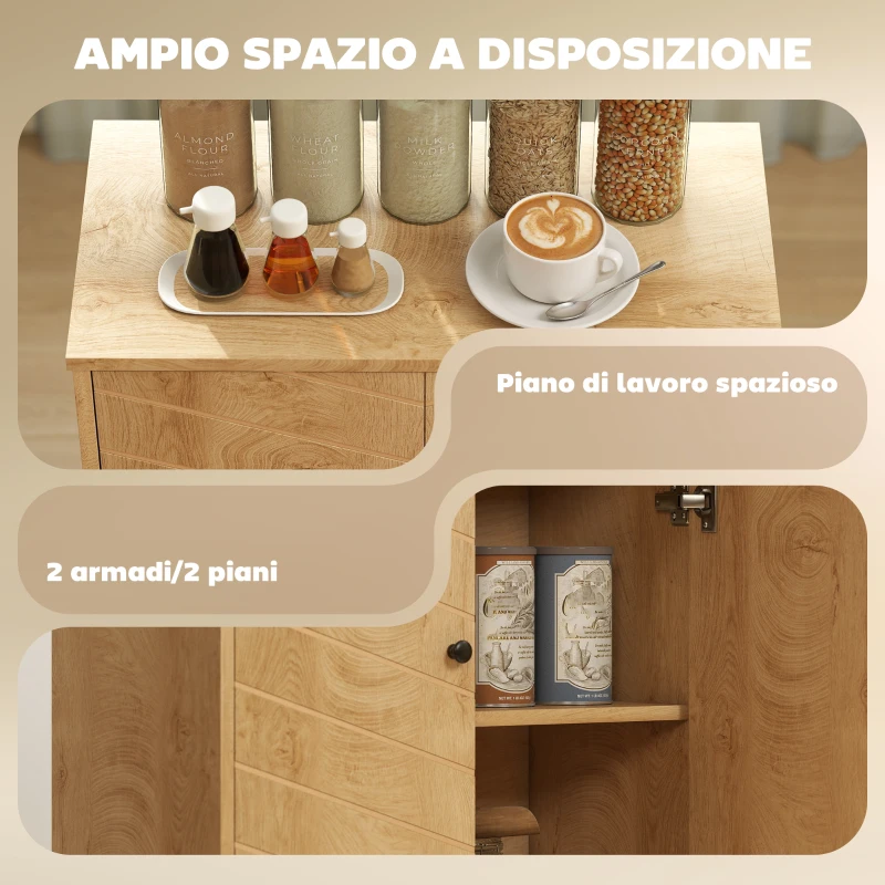 HOMCOM Mobile Multiuso Stile Vintage in Legno con Due Ripiani interni, 60x30x76cm