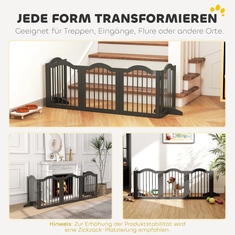 PawHut Absperrgitter Hund Freistehendes Schutzgitter mit Füßen, Klappbar Hundegitter, 5 Paneelen, 261,5 x 29,5 x 61 cm, Schwarz