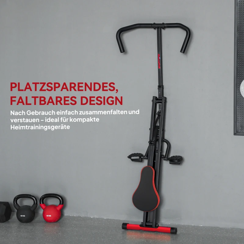 SPORTNOW trainingsmachine, verstelbaar, metalen buizen, pedalen, opvouwbaar, rood