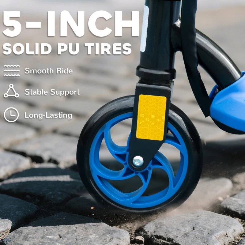 HOMCOM Foldable Electric Scooter, with LED Headlights, for Ages 7-14 Years, Blue