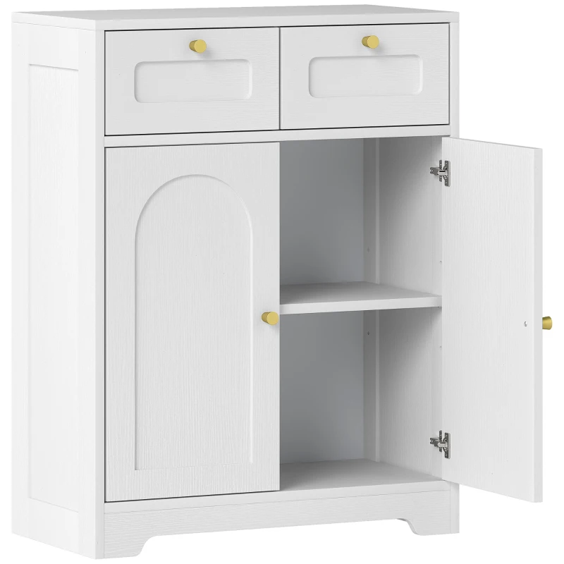 HOMCOM Bathroom Floor Cabinet with 2 Drawers - White