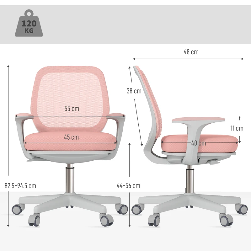 Vinsetto 44-56cm Mesh Back Office Chair - Pink