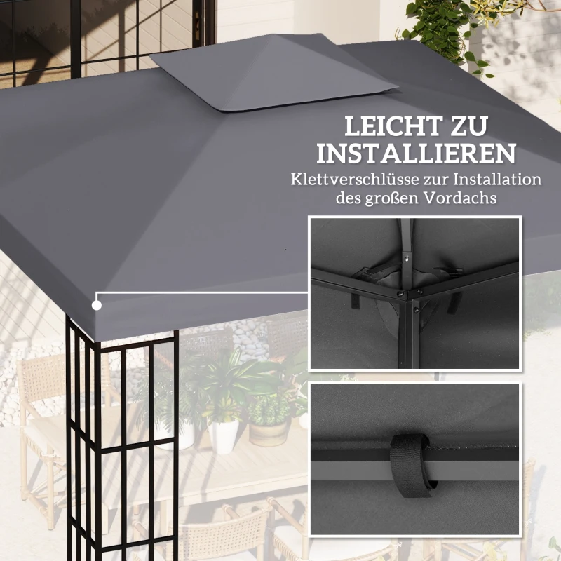 Outsunny Ersatzdach für Pavillon 3x3m wasserabweisend Pavillondach für Metallpavillon Pavillon Ersatzdach Gartenpavillon Partyzelt Gartenzelt Polyester Dunkelgrau