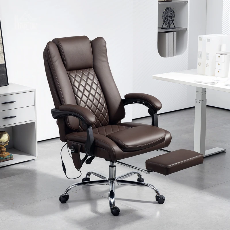 HOMCOM Executive Office Chair with 6-point Massage and Heat - Dark Brown