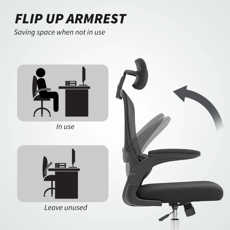 HOMCOM Mesh Back Office Chair, with Lumbar Support - Black