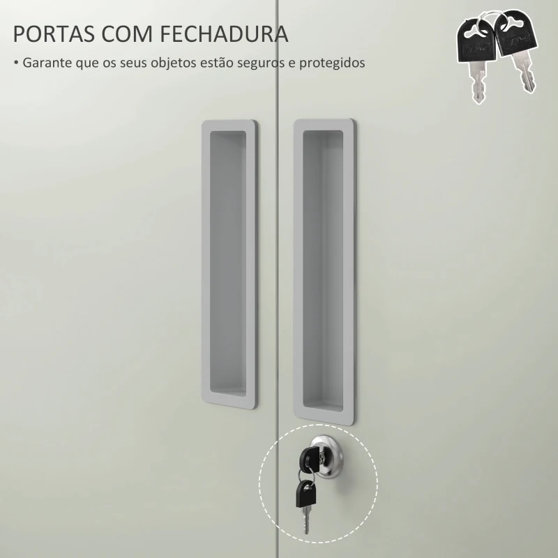 HOMCOM Armário para Arquivos de 5 Níveis com Chaves Prateleiras Ajustáveis Armário de Arquivos Metálico 80x40x180 cm Branco
