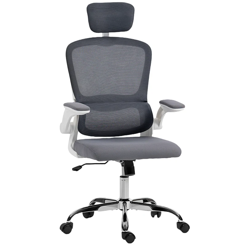 HOMCOM Mesh Back Office Chair, with Lumbar Support - Charcoal Grey