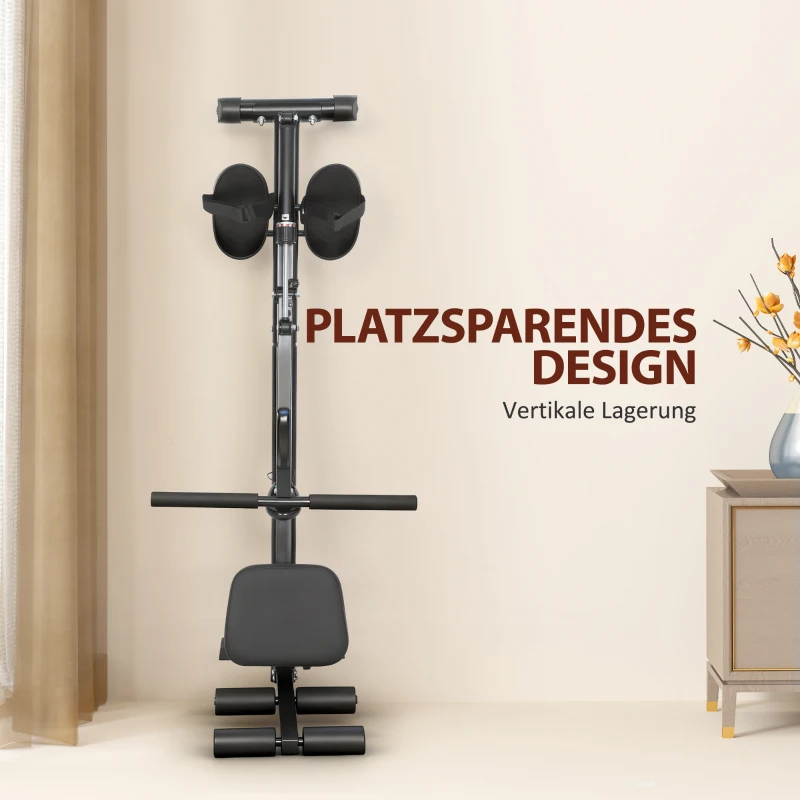 SPORTNOW Roeimachine, roeitrainer voor sit-ups, 12-traps verstelbaar, 2-in-1 cardioapparaat, LCD-scherm, staal, kunststof, zwart