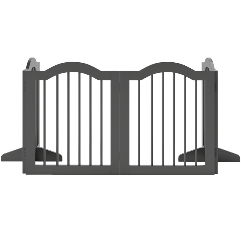 PawHut Absperrgitter Hund Freistehendes Schutzgitter mit Füßen, Klappbar Hundegitter, 4 Paneelen, 208 x 29,5 x 61 cm, Schwarz