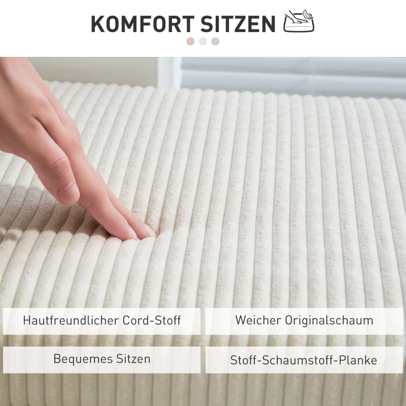 HOMCOM Sitzbank mit Stauraum, Aufbewahrungsbank, Cord-Design, Stahlrahmen, Beige(m-5)