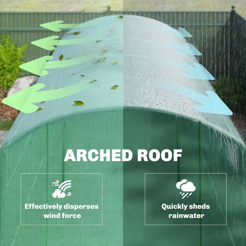 Outsunny 19 x 9.8ft Walk-In Polytunnel Greenhouse - Green