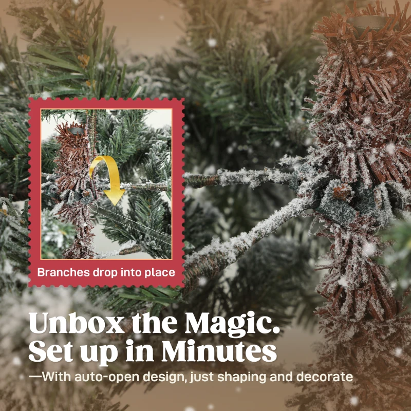 HOMCOM 5ft Super Flocked Christmas Tree - Green/White