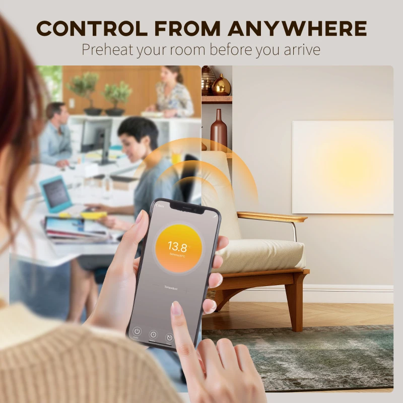 HOMCOM Wifi Smart Electric Heater, Far Infrared, Wall Mounted - 170W