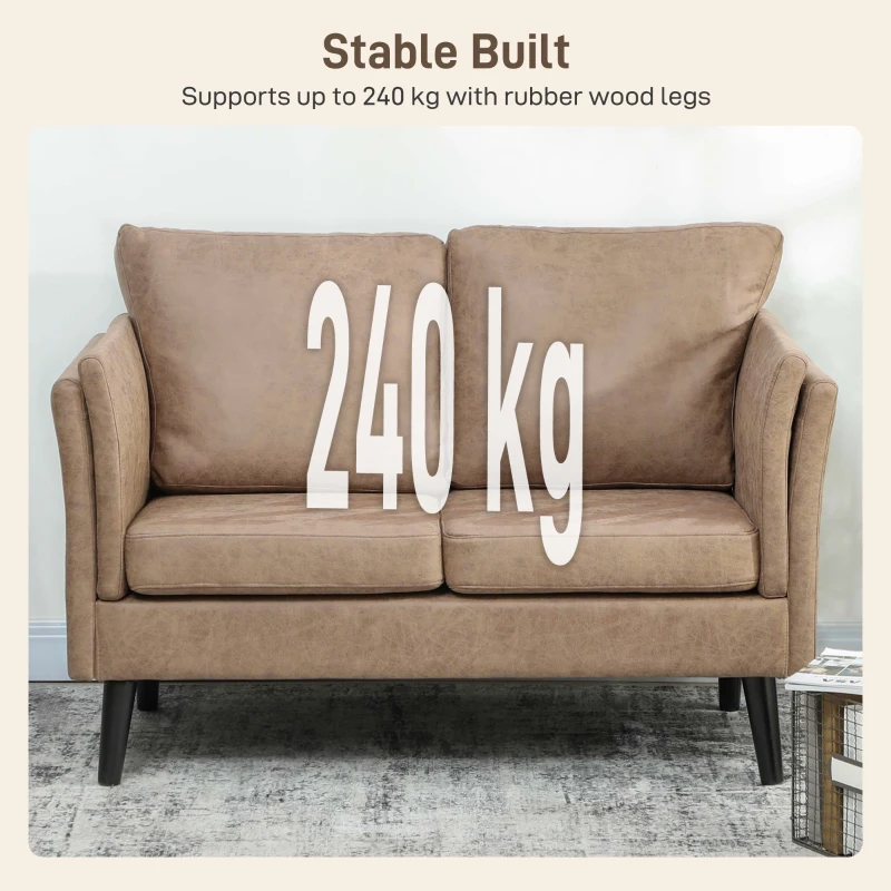 HOMCOM Two-Seater Leathaire Sofa - Light Brown