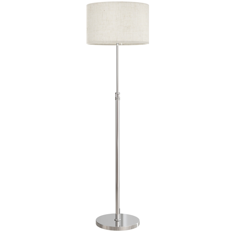 HOMCOM Floor Lamp with Remote, Height Adjustable Standing Lamp with Linen Shade, Dimmable with 3000K-6000K Adjustable Colour Temperatures, Foot Switch for Living Room Bedroom Office, Silver Tone
