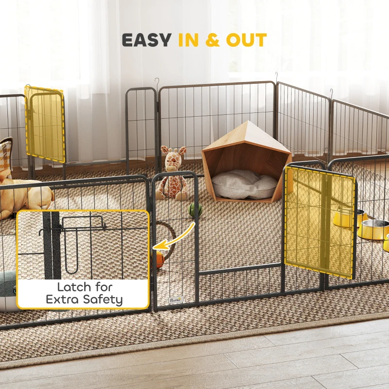 PawHut 12 Panels Heavy Duty Puppy Playpen, for Small Dogs, Indoor and Outdoor Use - Silver