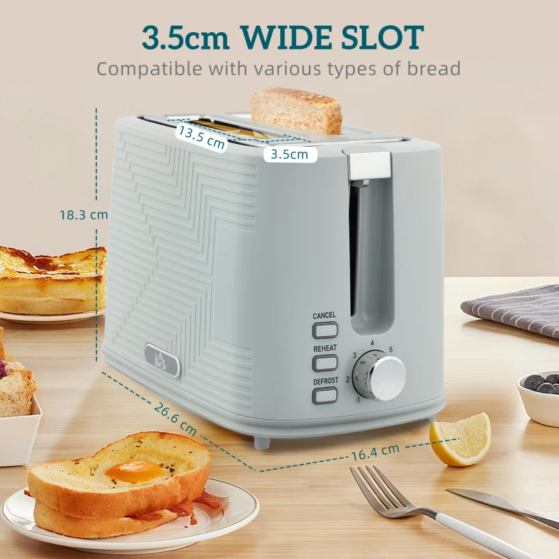 HOMCOM Modern Kettle and Toaster Set - Grey