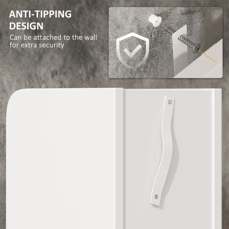 kleankin Modern Bathroom Storage Cabinet, Freestanding Tall Bathroom Cabinet with Open Shelves and 3 Cupboards with Door, for Bedroom Hallway, White