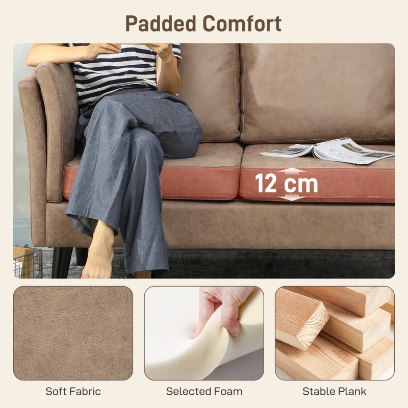 HOMCOM Two-Seater Leathaire Sofa - Light Brown