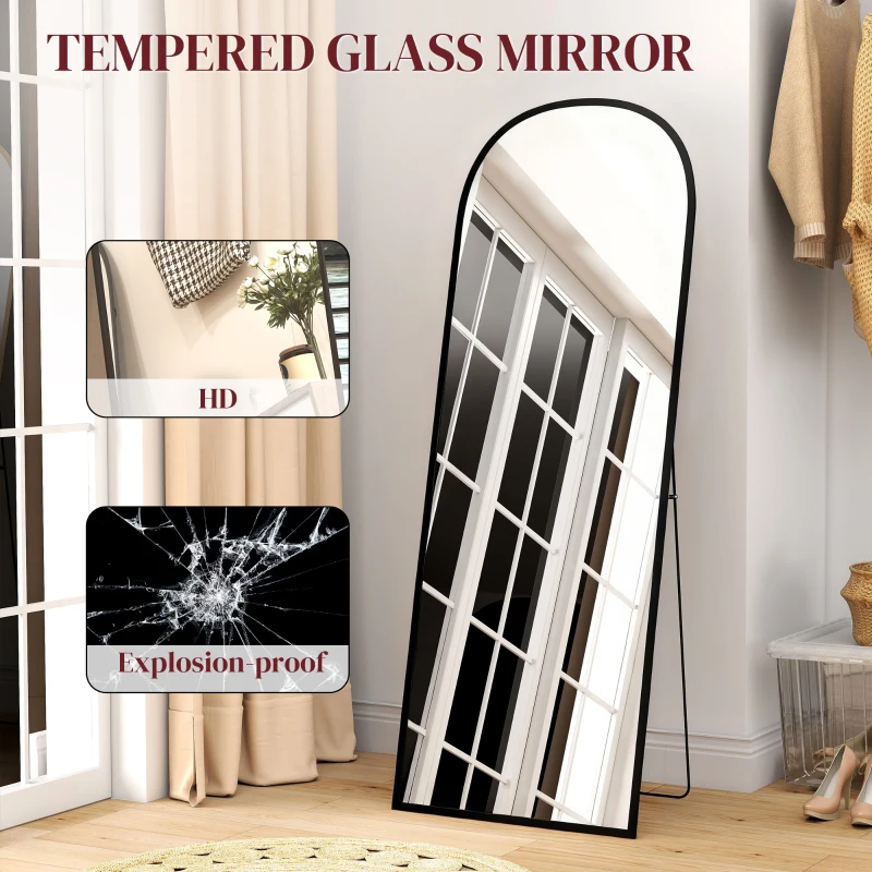 HOMCOM 165cm Aluminium Frame Standing Mirror - Black