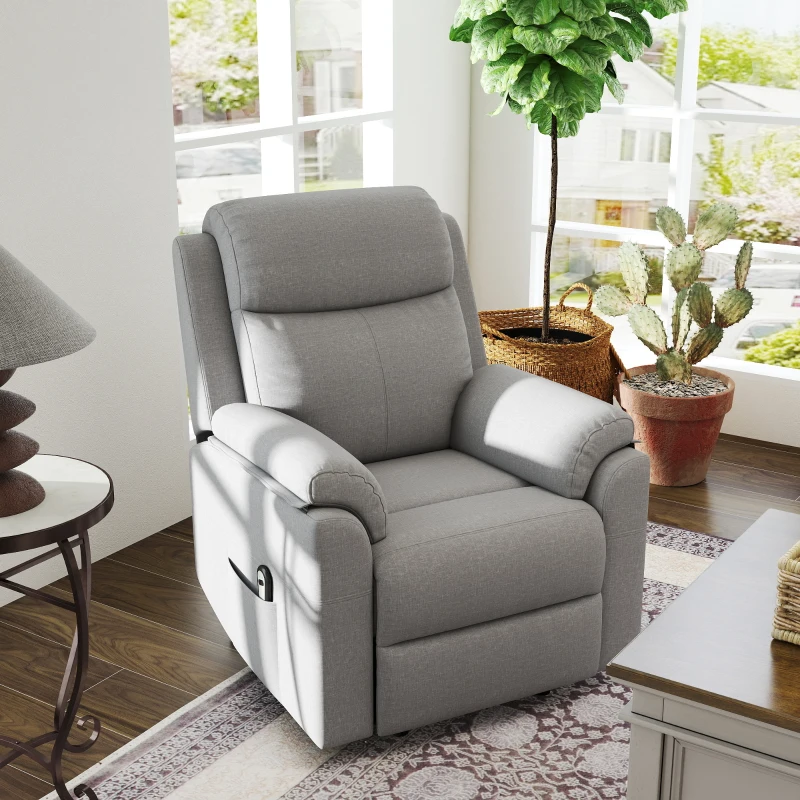 HOMCOM Relaxsessel mit Aufstehhilfe, elektrisch, Liegefunktion, Fernbedienung, Taschenfederkern, bis 120 kg, Grau(m-2)