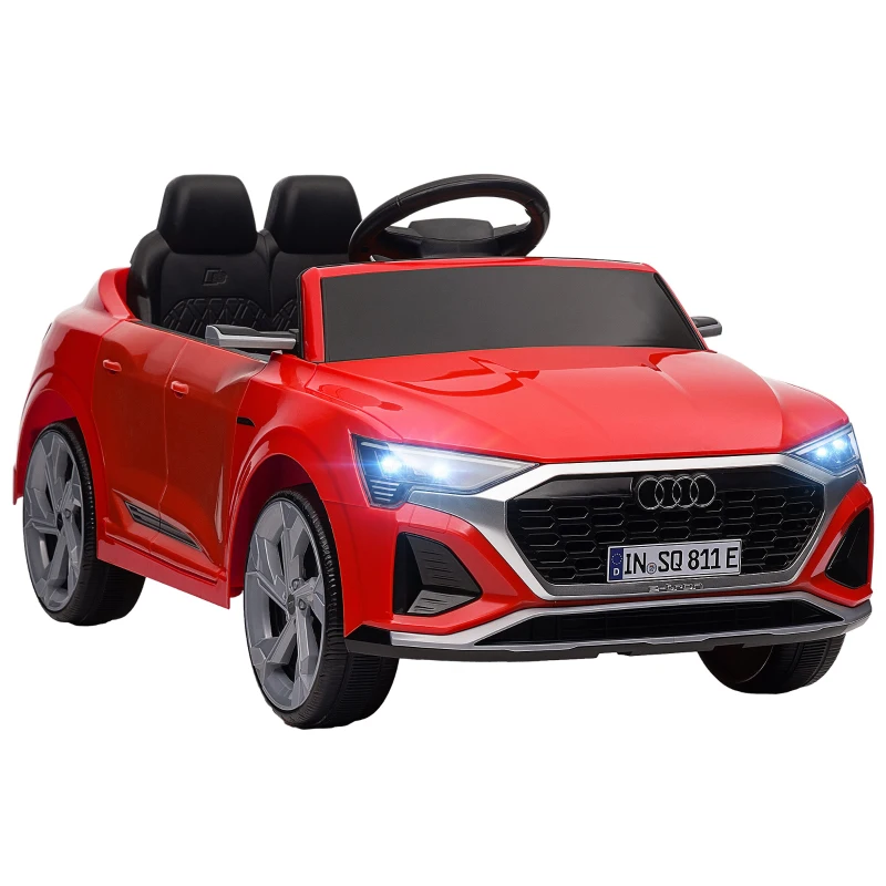 AIYAPLAY Coche Eléctrico para Niños Audi Q8 etron sportback con Batería 12V Mando a Distancia Faros Bocina y Música Rojo(m-10)