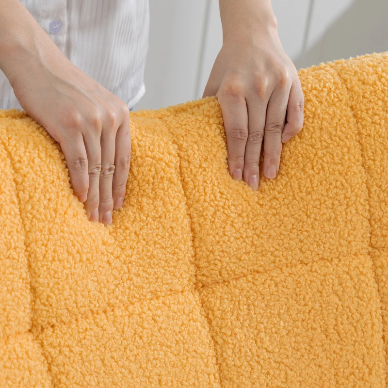 HOMCOM Poltrona Baloiço em Borrego com Oscilação de 40° Pés de Madeira de Faia e Estrutura de Aço 71x98x101 cm Amarelo