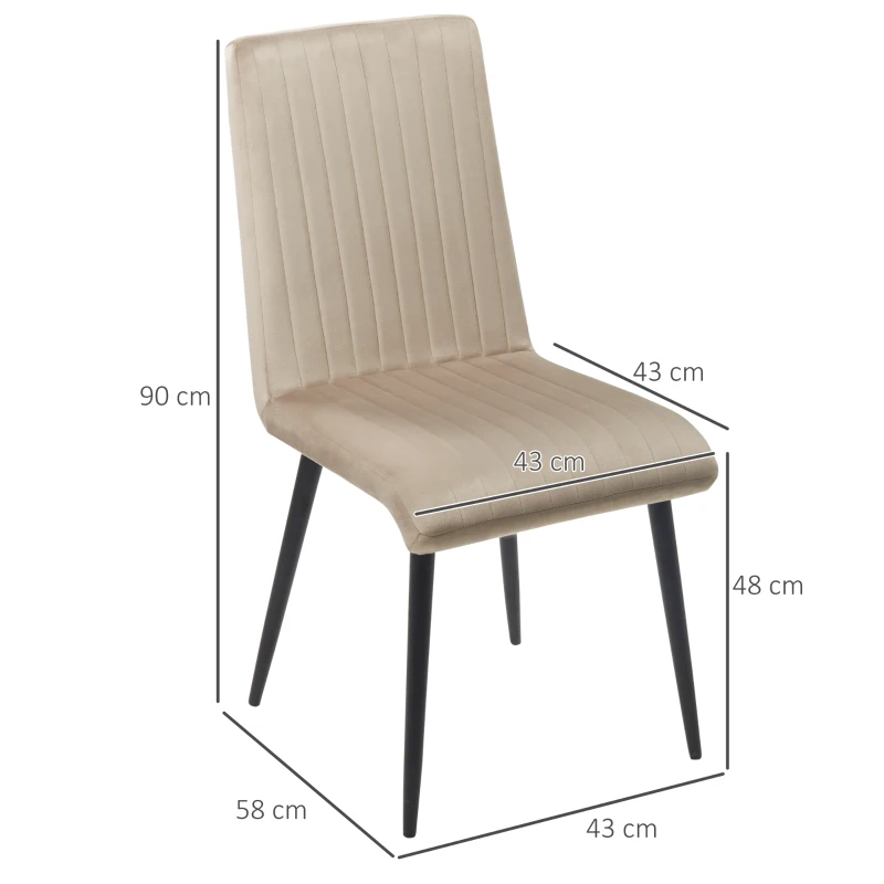 Homcom Set 2 Scaune Dining Elegante din Catifea – Spatar inalt