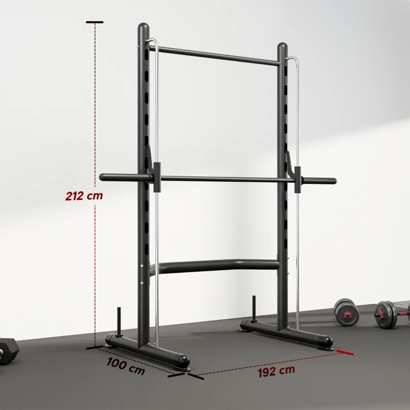 HOMCOM Adjustable Squat Rack, with Pull Up Bar, Barbell Bar for Home Gym