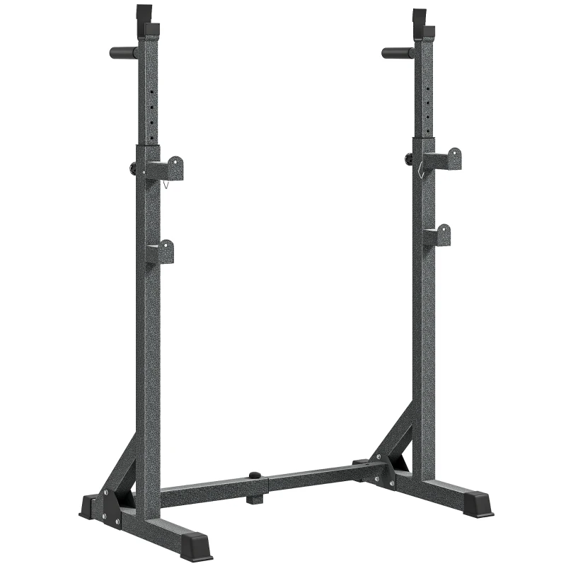 SPORTNOW Heavy Duty Barbell Squat Rack, Adjustable and Multifunctional Weight Power Stand, for Home, Gym - Black