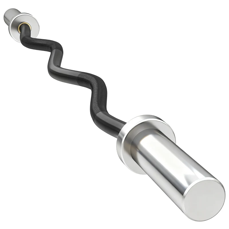 SPORTNOW 4ft Olympic EZ Curl Bar, Barbell Bar for 2" Weight Plates with Non-Slip Hand Grip 120cm