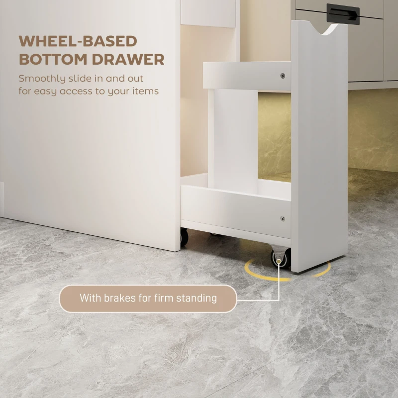 HOMCOM Colonna Bagno Salvaspazio con 2 Cassetti e Ripiani Aperti, 20x45x115 cm, Bianco