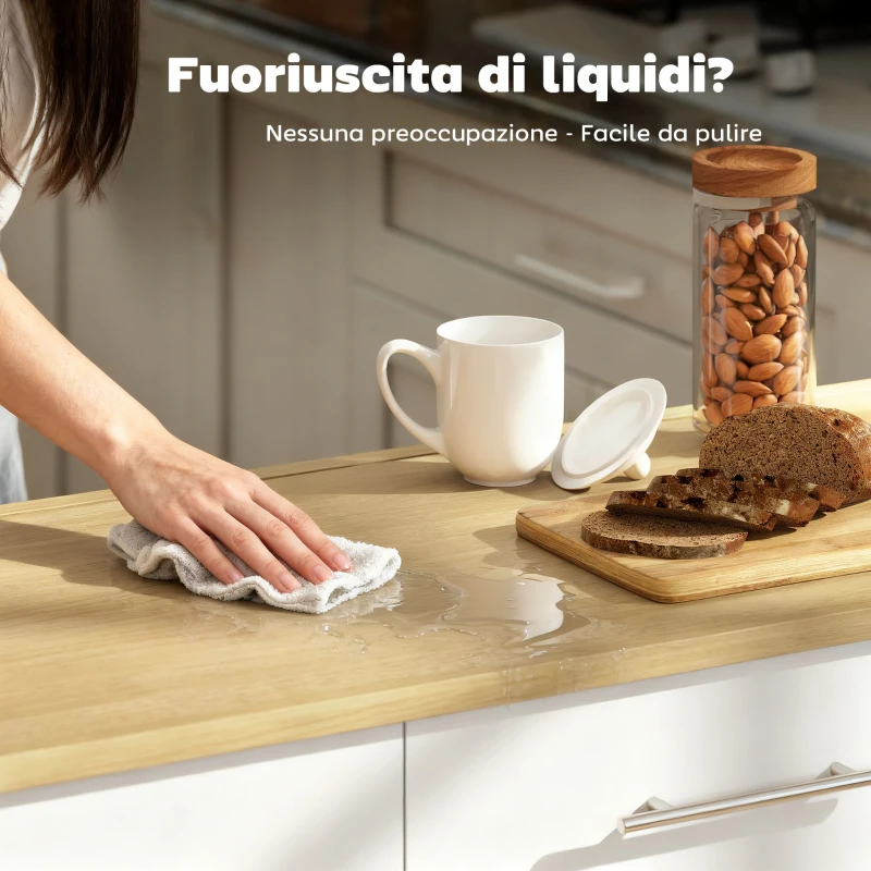 HOMCOM Isola per Cucina a 5 Ruote con Portasciugamani, 2 Cassetti, 4 Ripiani e Armadietto, in Legno, 129x65x91 cm