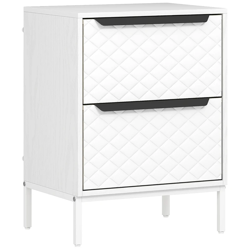 HOMCOM Chest of Drawers, Dresser with 2 Fabric Drawers and Aluminium Handles - White